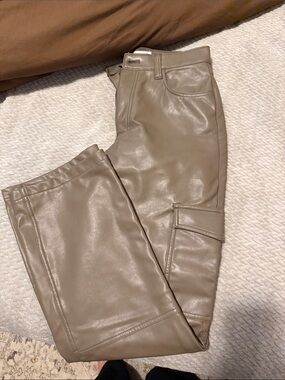 Abercrombie & Fitch Women’s Faux Leather Straight-Leg Jeans in Taupe